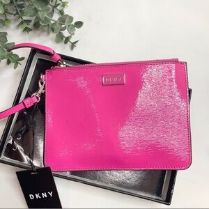 DKNY Gigi Leather Wristlet Wallet Pink Bag